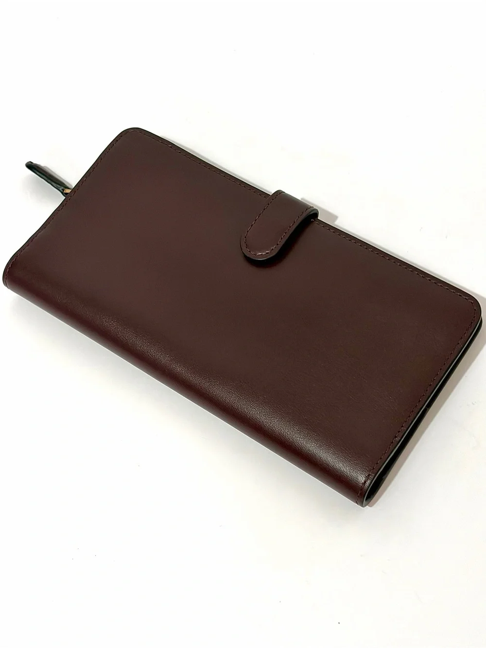 Coach Smooth Leather Skinny Zip Vintage Kiss-lock Wallet in Oxblood/Gold Hardw